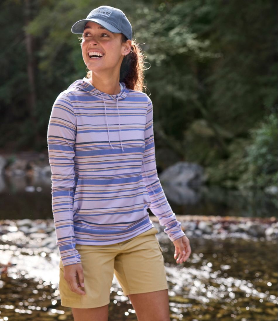 L.L.Bean Discount | Women's Everyday SunSmart® Hooded Pullover, Long-Sleeve Stripe