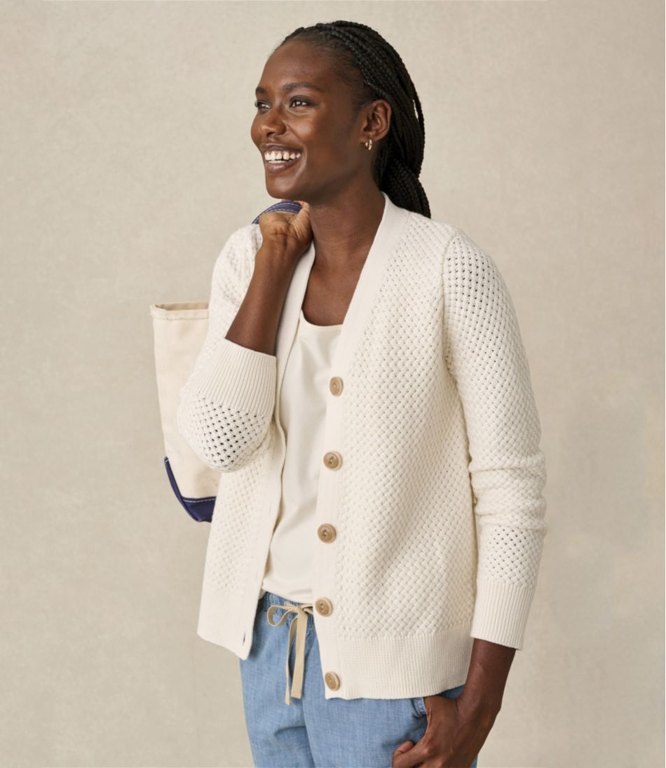 L.L.Bean Discount | Women's Basketweave Sweater, Button-Front Cardigan