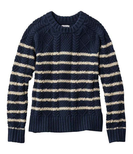 L.L.Bean Online | Women's Signature Cotton Fisherman Sweater, Crewneck Stripe