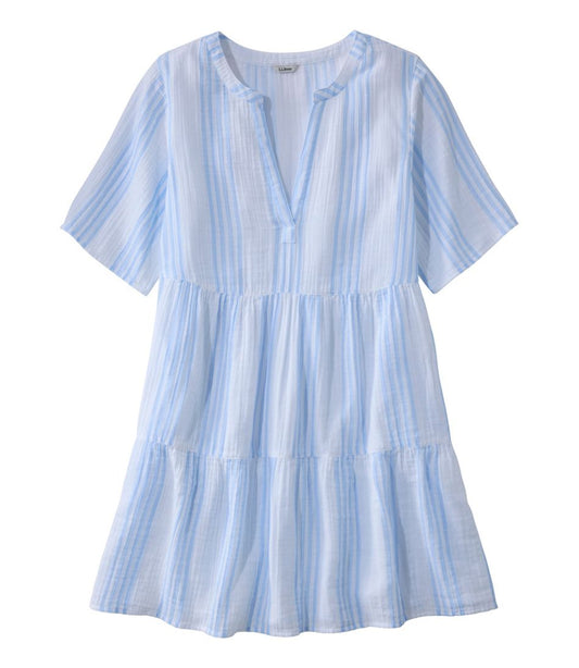 L.L.Bean Discount | Women's Cloud Gauze Cover-Up, Tiered Dress Print