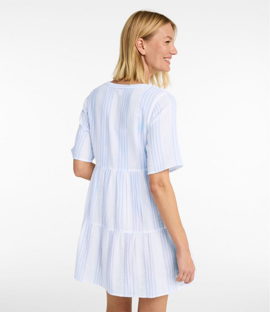 L.L.Bean Discount | Women's Cloud Gauze Cover-Up, Tiered Dress Print