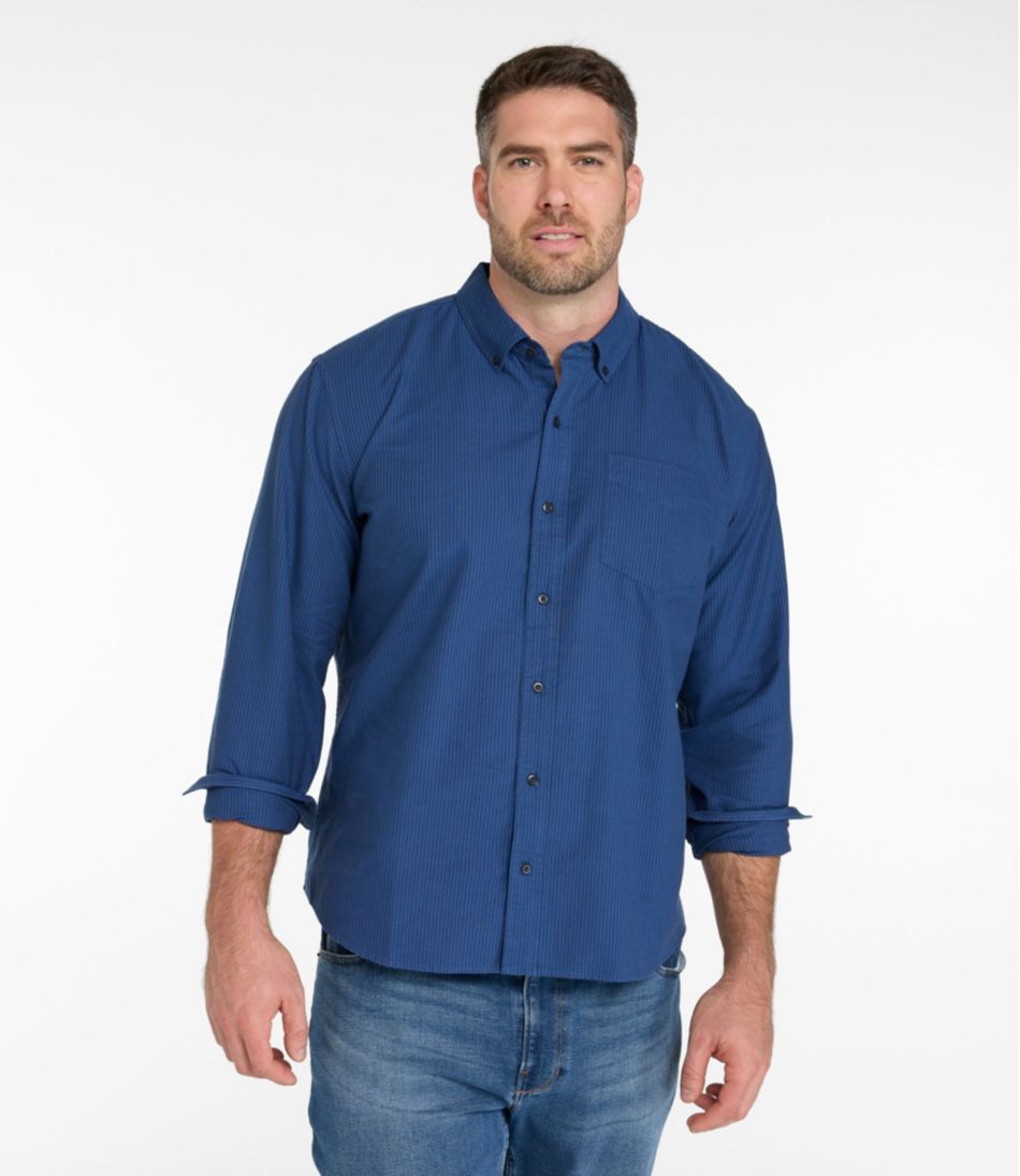 L.L.Bean US | Men's Sunwashed Oxford Shirt, Slightly Fitted Untucked Fit, Stripe