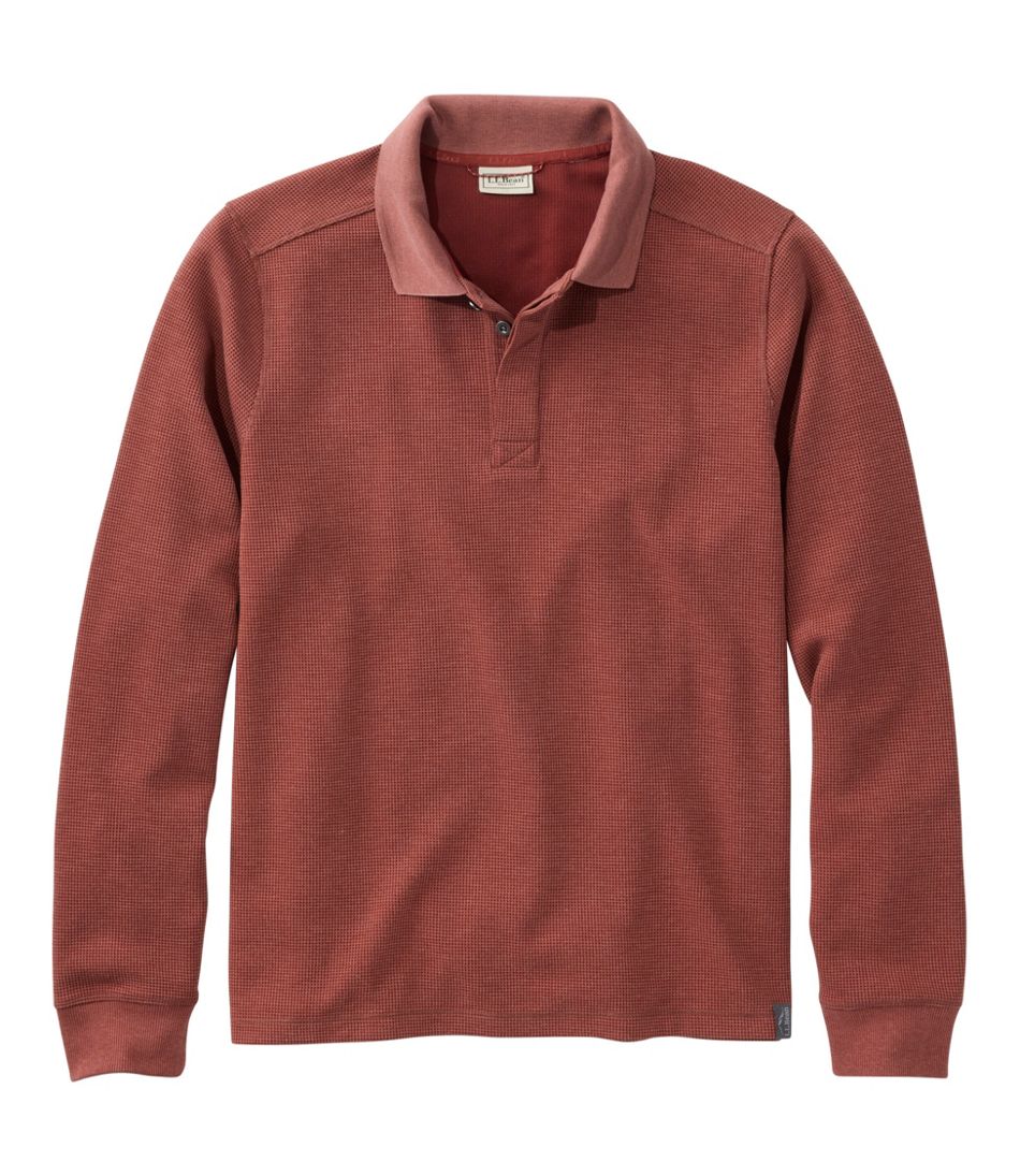 L.L.Bean On Sale | Men's Mountainside Micro Waffle Polo, Long-Sleeve