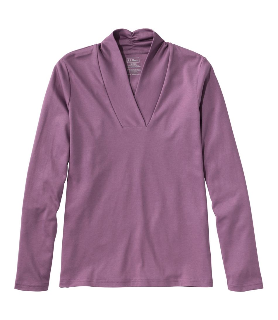 L.L.Bean | Women's Pima Cotton Tee, Shawl Long-Sleeve