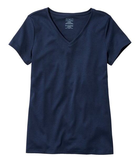 L.L.Bean Sale | Women's Pima Cotton Shaped V-Neck, Short-Sleeve
