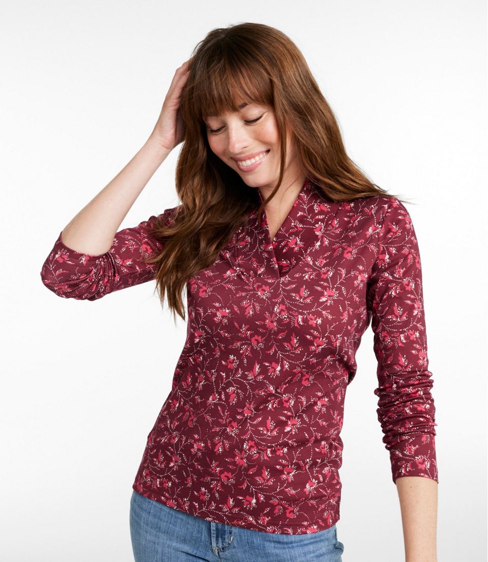 L.L.Bean Online | Women's Pima Cotton Tee, Shawl Long-Sleeve Print