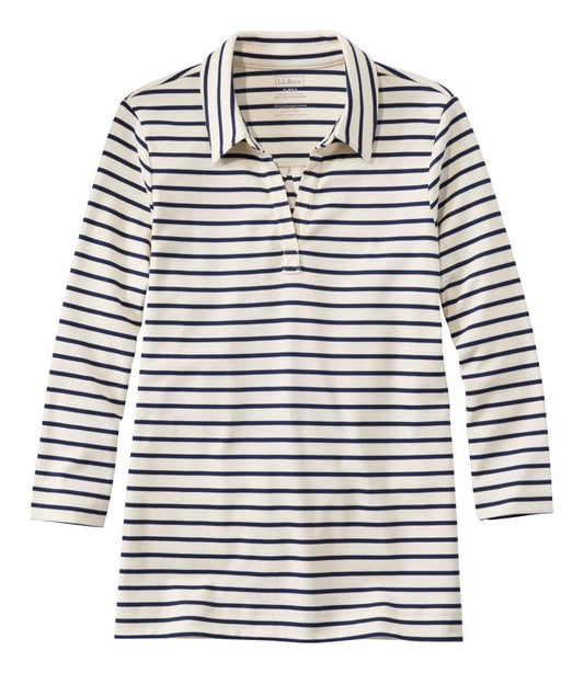 L.L.Bean For Sale | Women's Pima Cotton Tee, Three-Quarter-Sleeve Polo Stripe