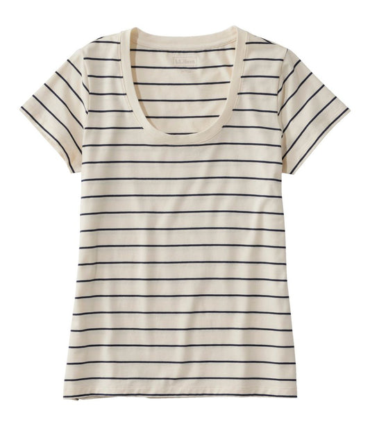 L.L.Bean On Sale | Women's Soft Stretch Supima-Blend Tee, Scoopneck Short-Sleeve Stripe