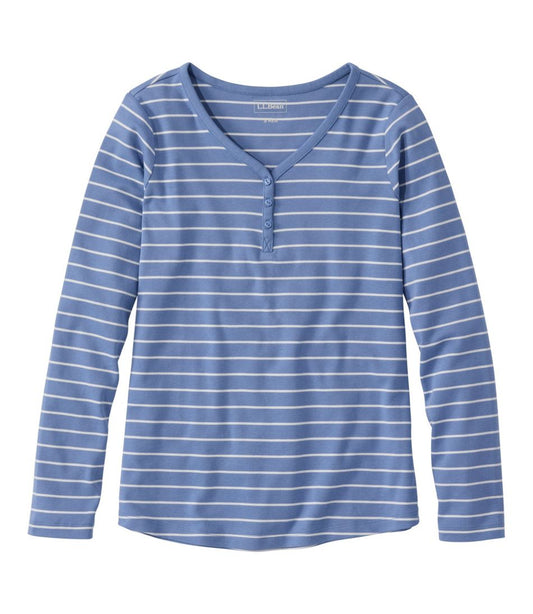 L.L.Bean | Women's V-Neck Henley, Long-Sleeve Stripe