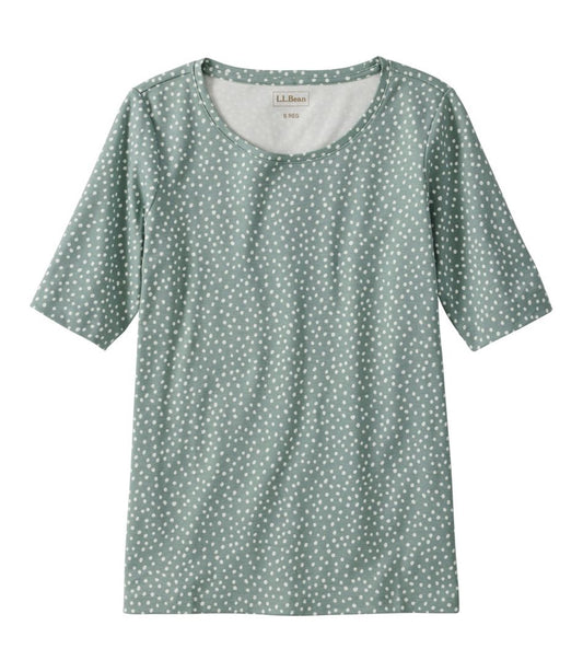 L.L.Bean New | Women's Jewelneck Tee, Elbow-Sleeve Print