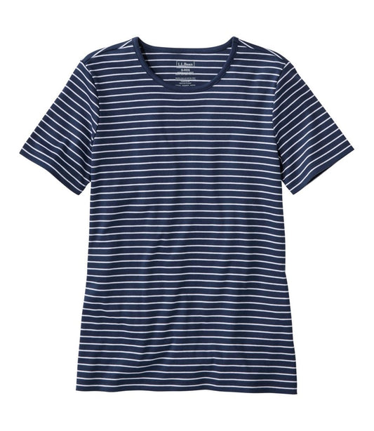 L.L.Bean New | Women's Pima Cotton Tee, Short-Sleeve Crewneck Stripe