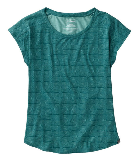 L.L.Bean Sale | Women's Streamside Tee, Short-Sleeve Ruched Crew Print