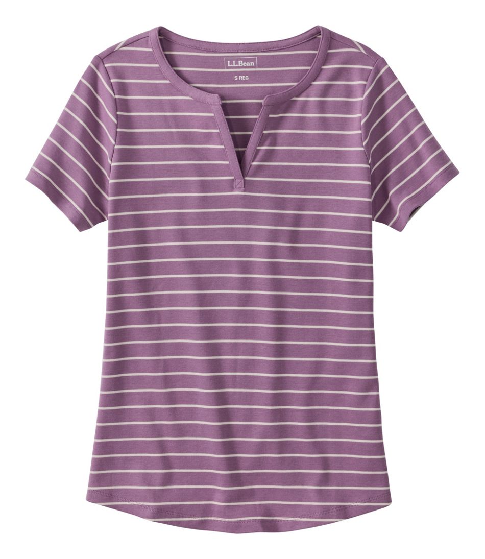 L.L.Bean Discount | Women's Tee, Short-Sleeve Notch-Neck Stripe