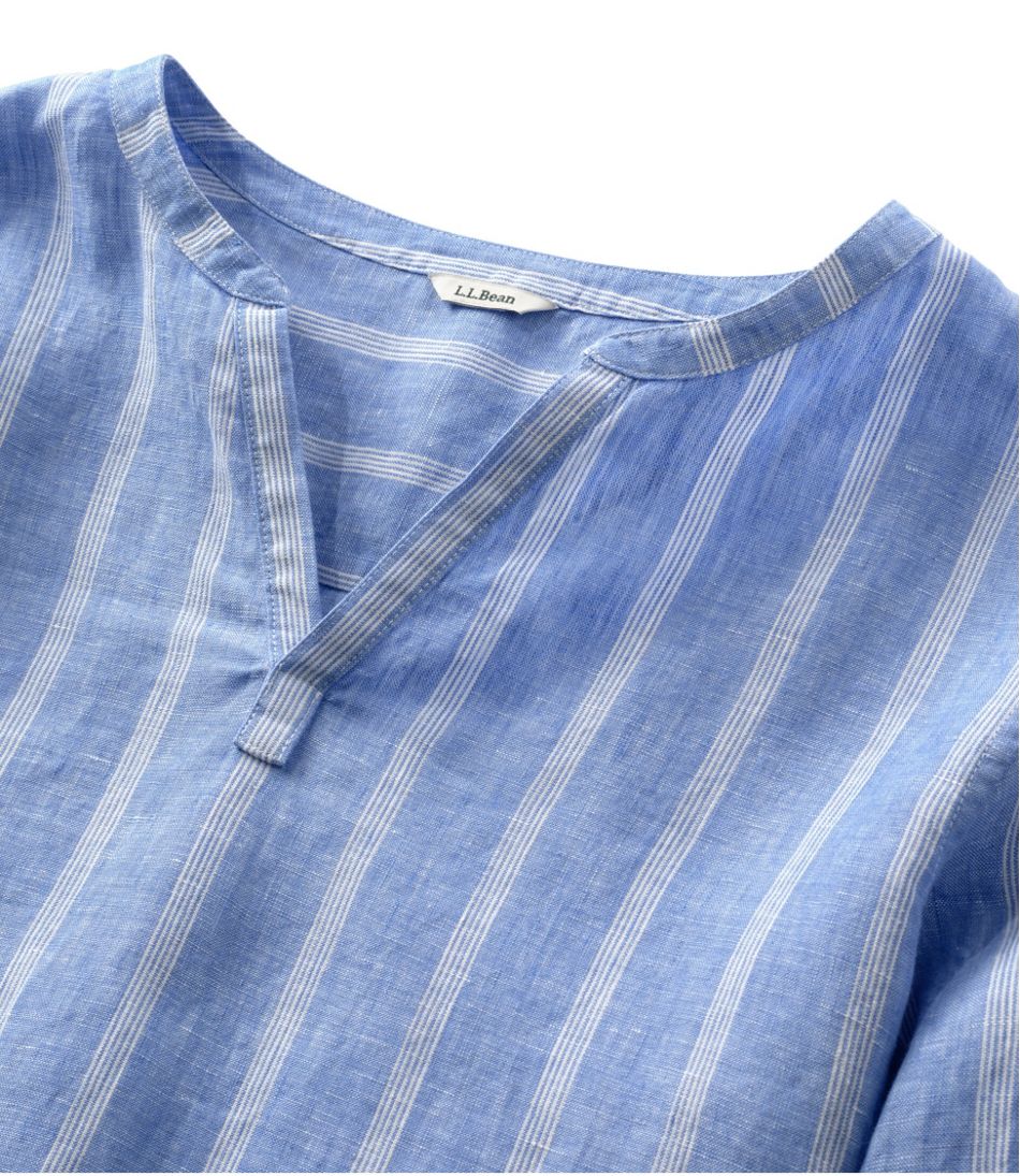 L.L.Bean Discount | Women's Premium Washable Linen Shirt, Splitneck Stripe