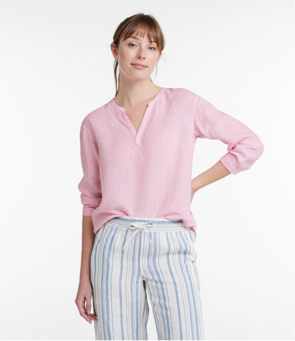 L.L.Bean Outlet | Women's Premium Washable Linen Shirt, Splitneck