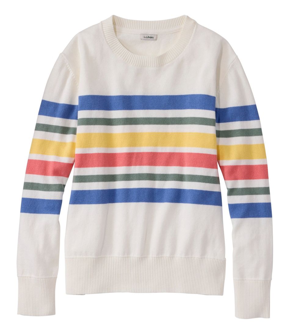 L.L.Bean Outlet | Women's Cotton/Cashmere Sweater, Crewneck Stripe