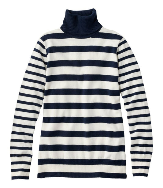 L.L.Bean Discount | Women's Cotton/Cashmere Sweater, Turtleneck Stripe