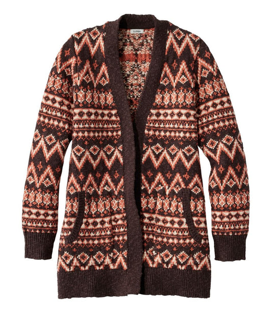 L.L.Bean Sale | Women's Cotton Ragg Sweater, Open Cardigan Fair Isle