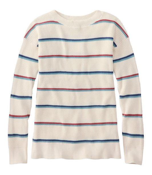 L.L.Bean US | Women's Sunwashed Waffle Sweater, Pullover Stripe