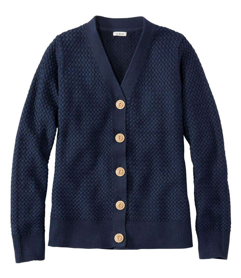 L.L.Bean Discount | Women's Basketweave Sweater, Button-Front Cardigan