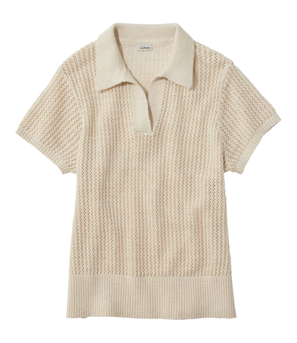 L.L.Bean Sale | Women's Organic Cotton Slub Pointelle Sweater, Polo