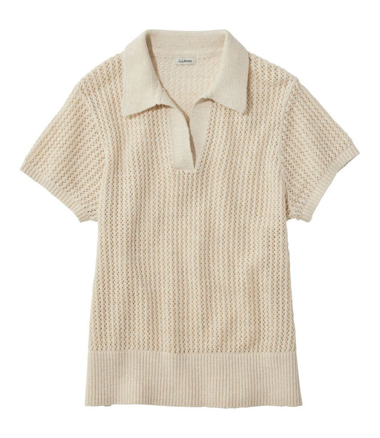 L.L.Bean Sale | Women's Organic Cotton Slub Pointelle Sweater, Polo