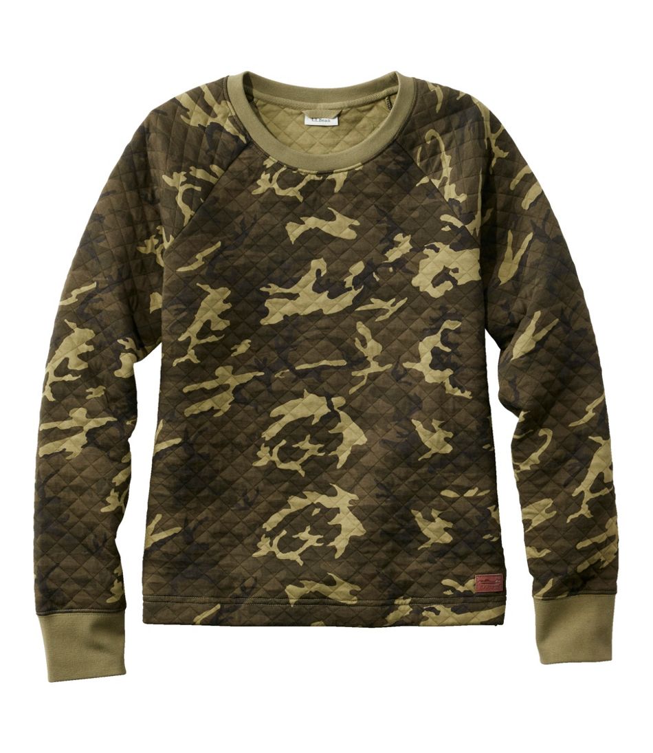 L.L.Bean Outlet | Women's Quilted Sweatshirt, Crewneck Pullover Print
