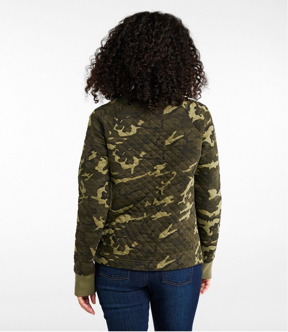 L.L.Bean Outlet | Women's Quilted Sweatshirt, Crewneck Pullover Print
