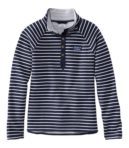 L.L.Bean New | Women's Lakewashed Double-Knit Quarter-Snap, Stripe