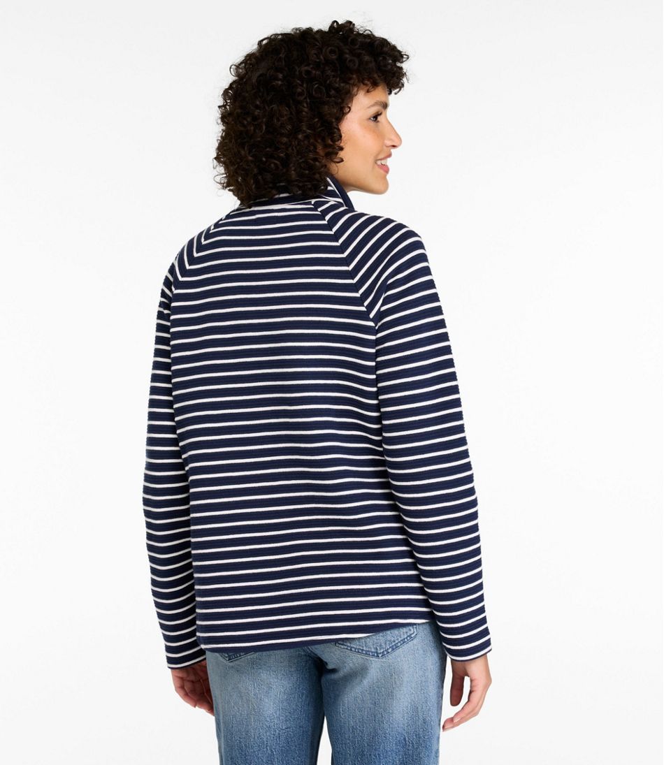 L.L.Bean New | Women's Lakewashed Double-Knit Quarter-Snap, Stripe
