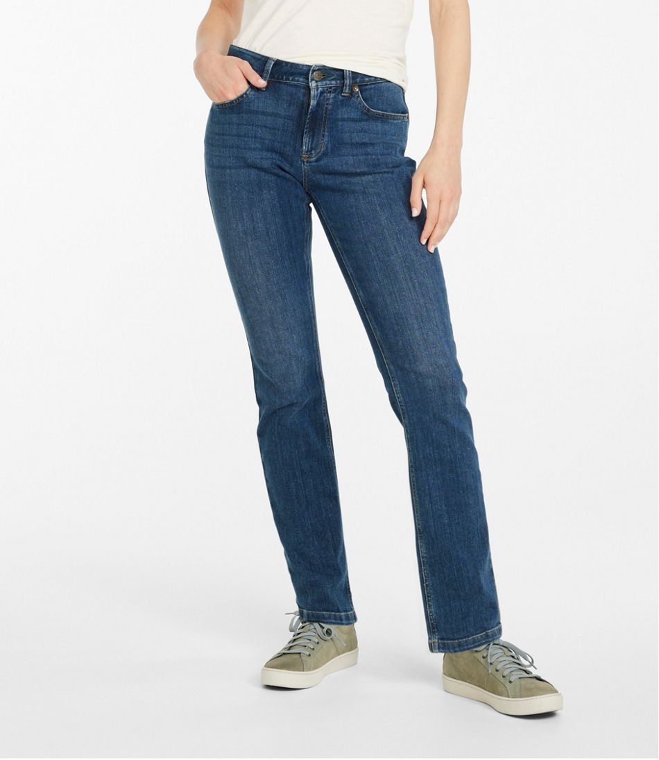 L.L.Bean Online | Women's BeanFlex® Jeans, Mid-Rise Straight-Leg