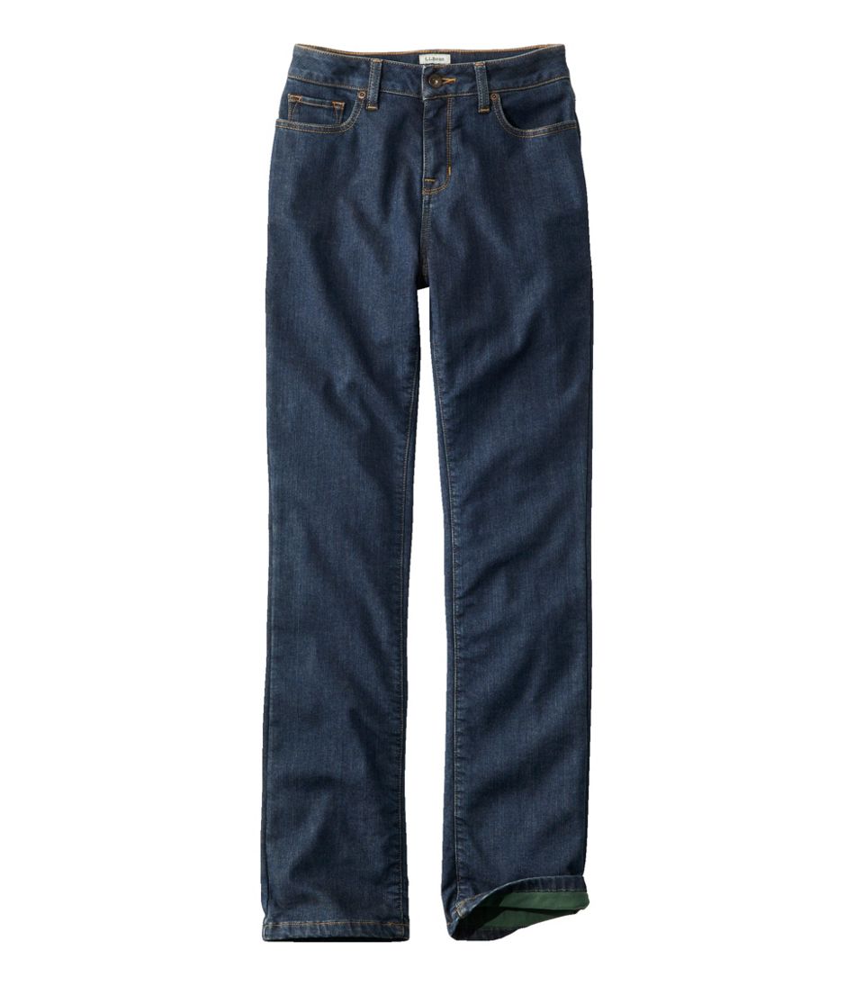 L.L.Bean Discount | Women's True Shape Jeans, High-Rise Straight-Leg Fleece-Lined