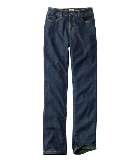 L.L.Bean Discount | Women's True Shape Jeans, High-Rise Straight-Leg Fleece-Lined