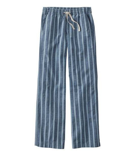 L.L.Bean On Sale | Women's Lakewashed Pull-On Chinos, Mid-Rise Wide-Leg Stripe Chambray