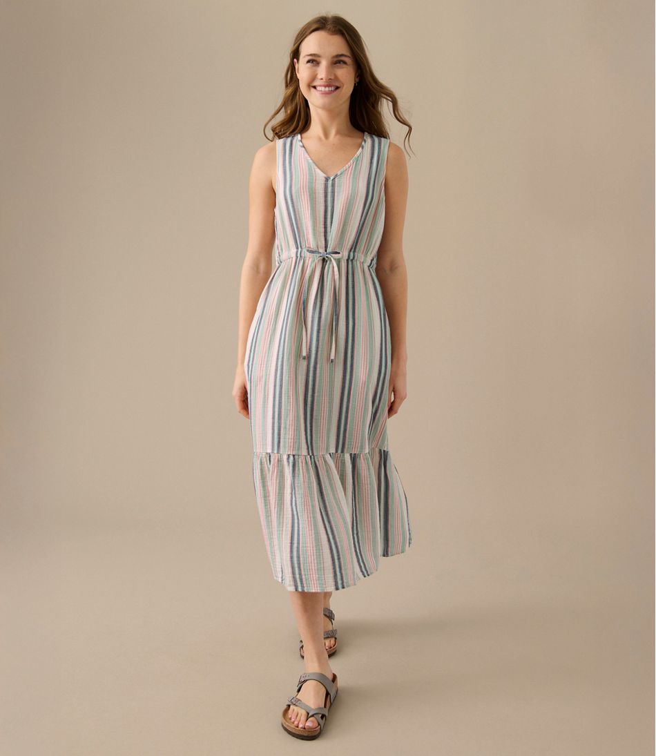 L.L.Bean Online | Women's Cloud Gauze Midi Dress, Stripe