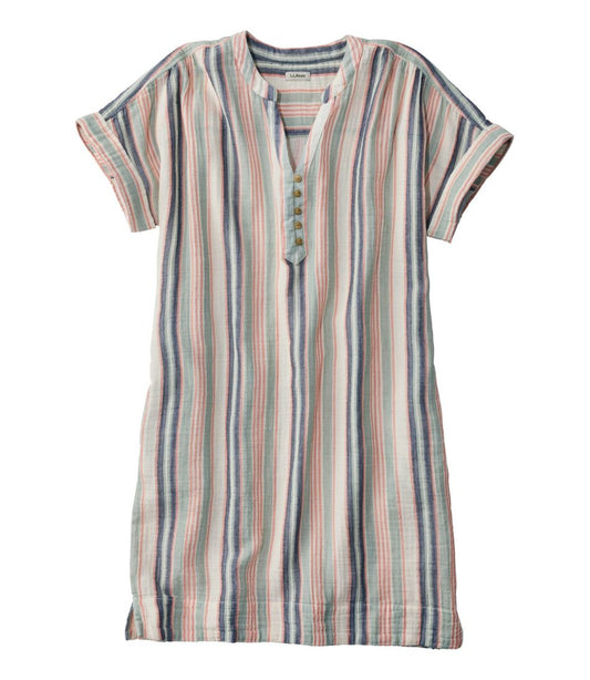 L.L.Bean Outlet | Women's Cloud Gauze Short-Sleeve Shift Dress, Stripe
