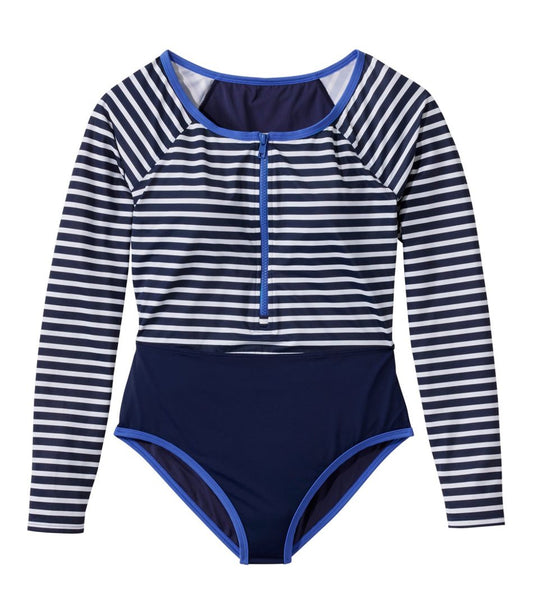 L.L.Bean New | Women's Coastal Essentials Swimwear, Long-Sleeve Tanksuit Print