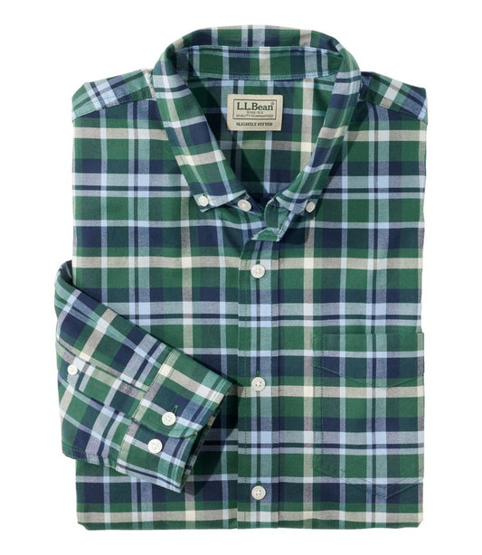 L.L.Bean US | Men's Comfort Stretch® Oxford Shirt, Slightly Fitted Untucked Fit, Plaid