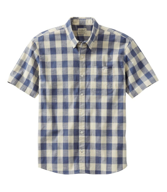 L.L.Bean On Sale | Men's Comfort Stretch® Chambray Shirt, Traditional Untucked Fit, Short-Sleeve, Plaid
