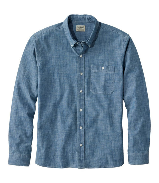 L.L.Bean On Sale | Men's Comfort Stretch® Chambray Shirt, Long-Sleeve, Slightly Fitted Untucked Fit