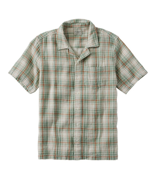 L.L.Bean Online | Men's Cloud Gauze Shirt, Short-Sleeve, Slightly Fitted Untucked Fit, Plaid