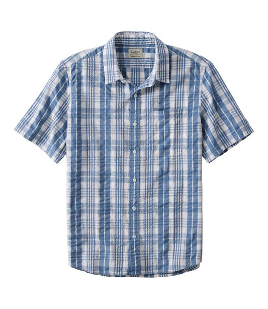 L.L.Bean On Sale | Men's Organic Cotton Seersucker Shirt, Short-Sleeve, Slightly Fitted, Plaid