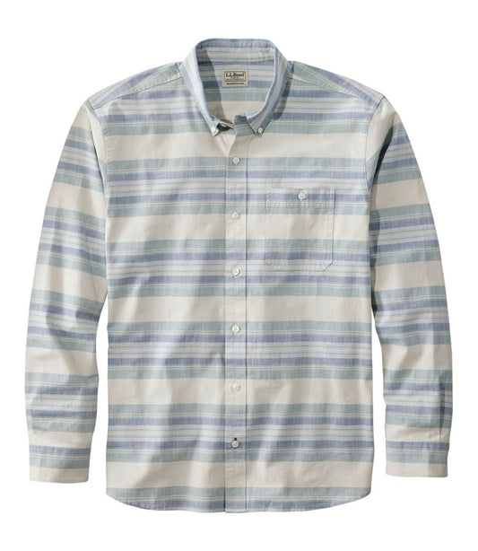 L.L.Bean For Sale | Men's Comfort Stretch Chambray Shirt, Traditional Untucked Fit, Long-Sleeve, Stripe