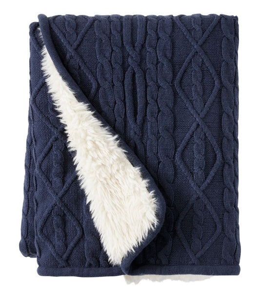 L.L.Bean Online | 1912 Heritage Knit Faux Fur Throw, Cable