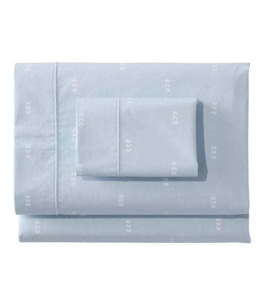 L.L.Bean Discount | Sunwashed Percale Sheet Collection, Stamped Leaf Print