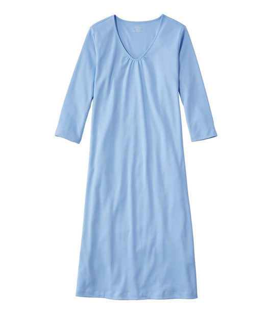 L.L.Bean US | Women's Supima Cotton Nightgown, V-Neck Three-Quarter-Sleeve