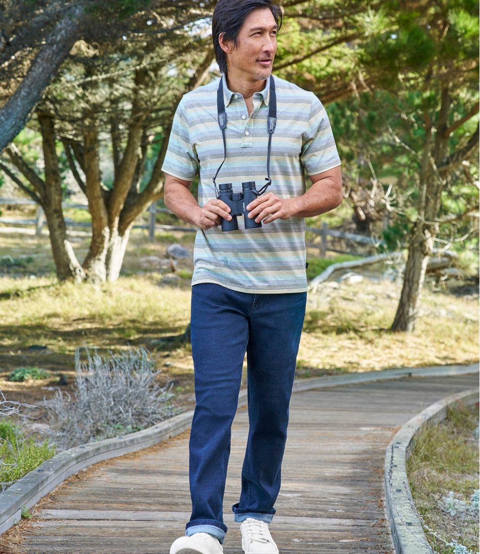 L.L.Bean Sale | Men's Comfort Stretch Performance® Pima Polo, Short-Sleeve, Stripe