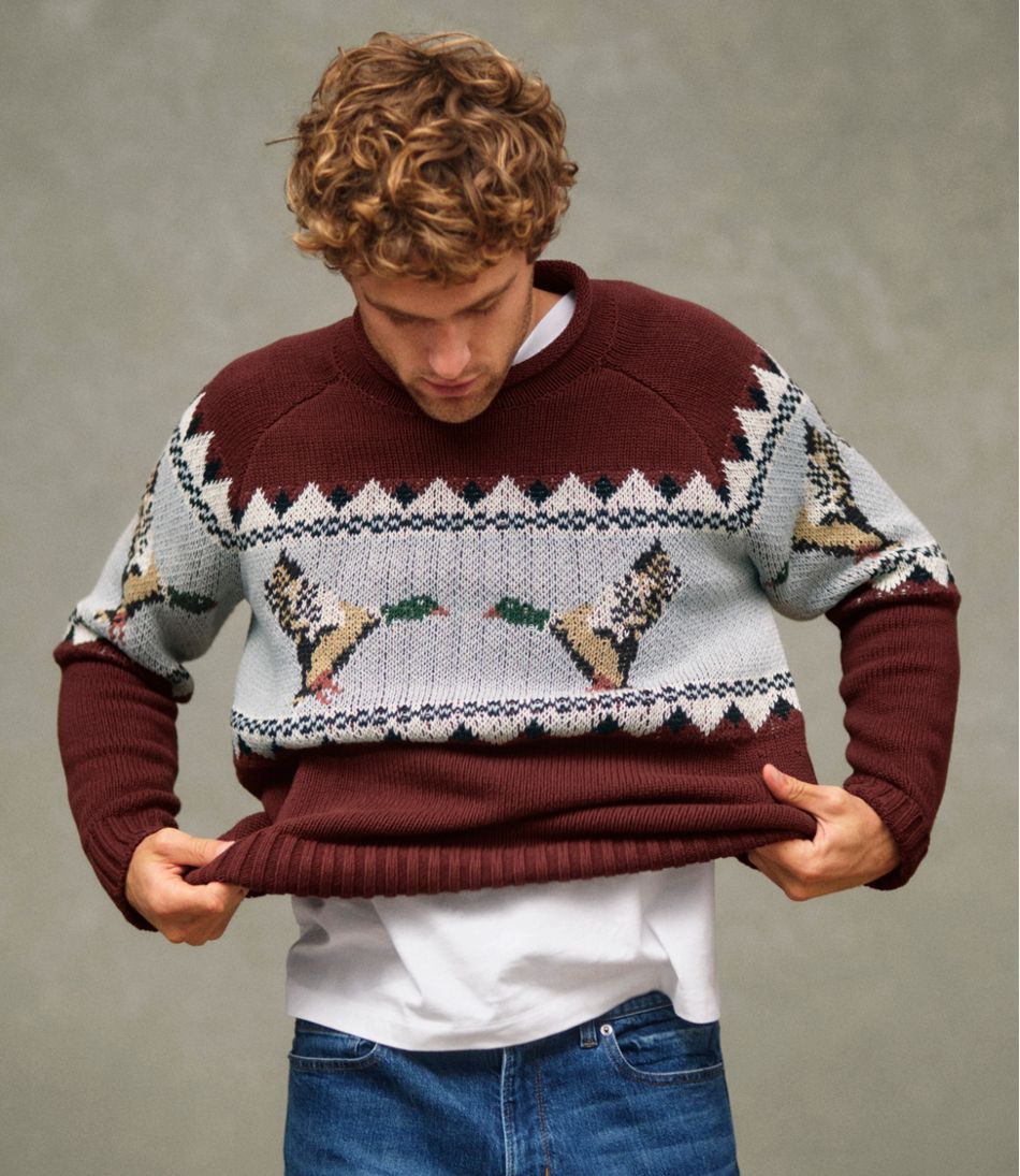 L.L.Bean Sale | Men's Signature Organic Cotton Rollneck Sweater, Fair Isle