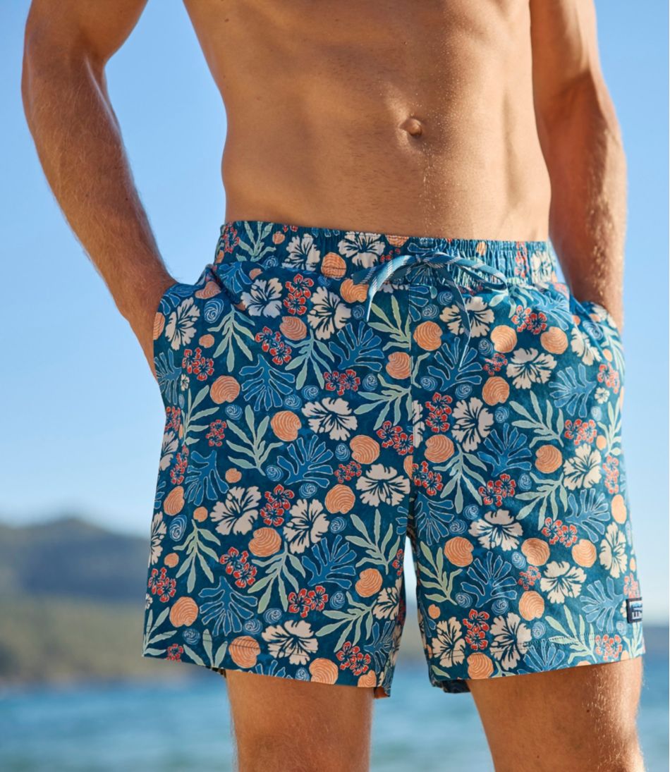 L.L.Bean Outlet | Men's Vacationland Stretch Swim Trunks, Print, 6"