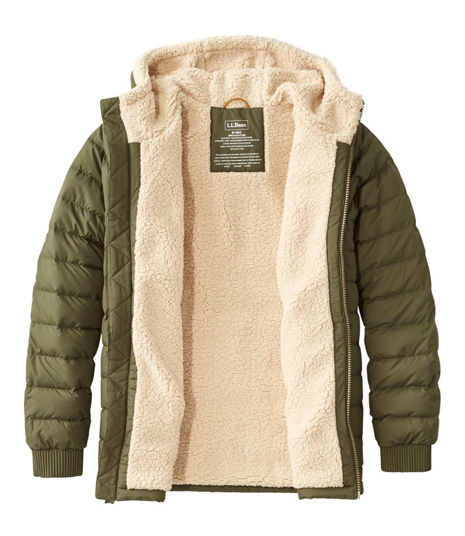 L.L.Bean Sale | Men's Mountain Classic Down Hooded Jacket, Sherpa-Lined